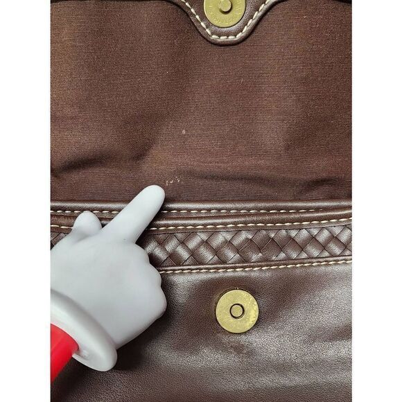 Ann Taylor Loft Basket weave brown handbag/Shoulderbag #A85 - Picture 5 of 11